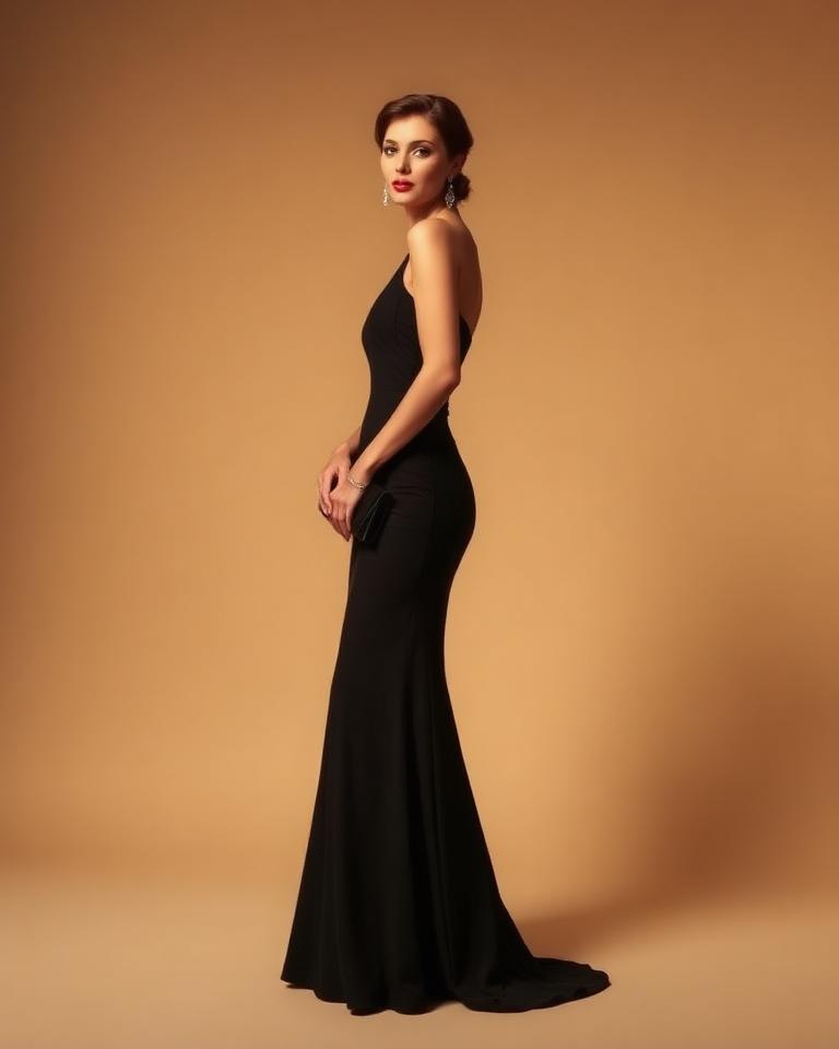 Floor-length black gown
