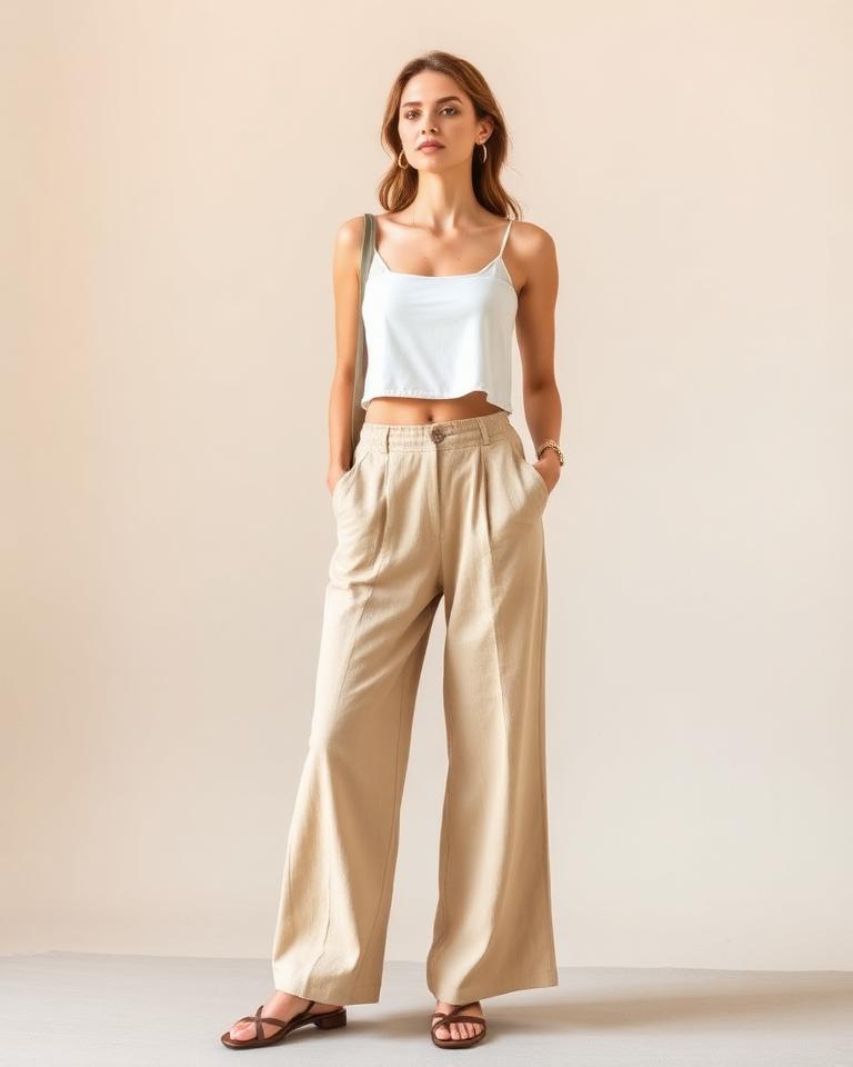 Wide pants with crop top