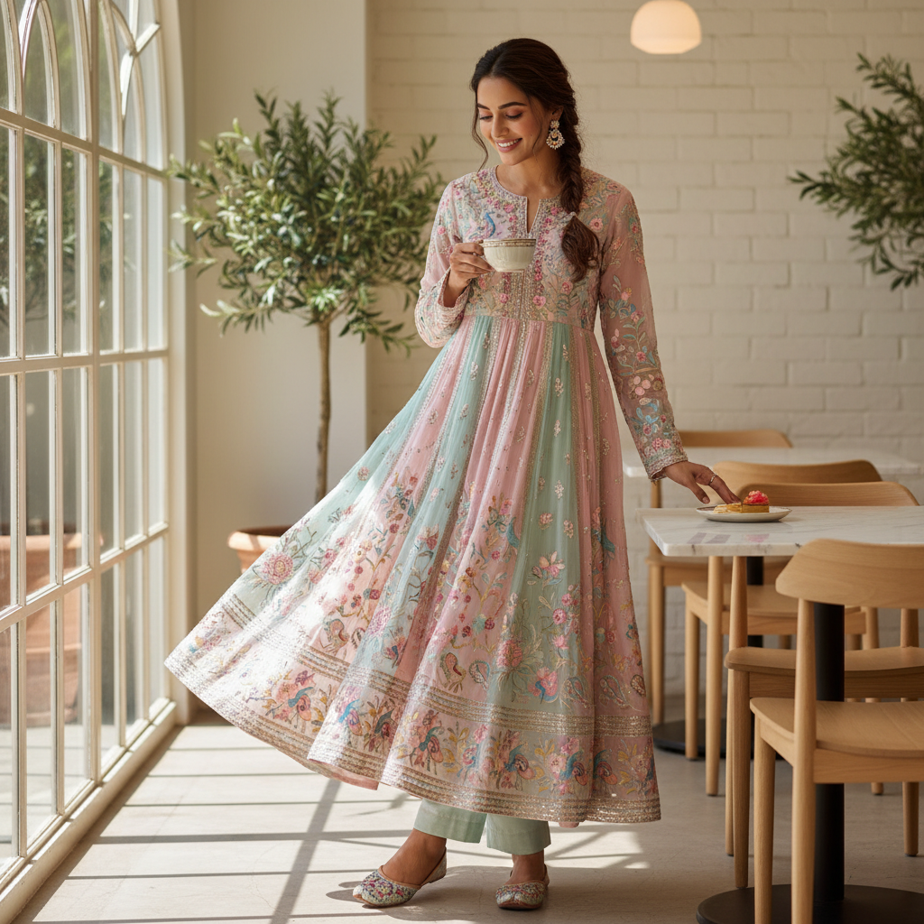 Pastel anarkali kurta