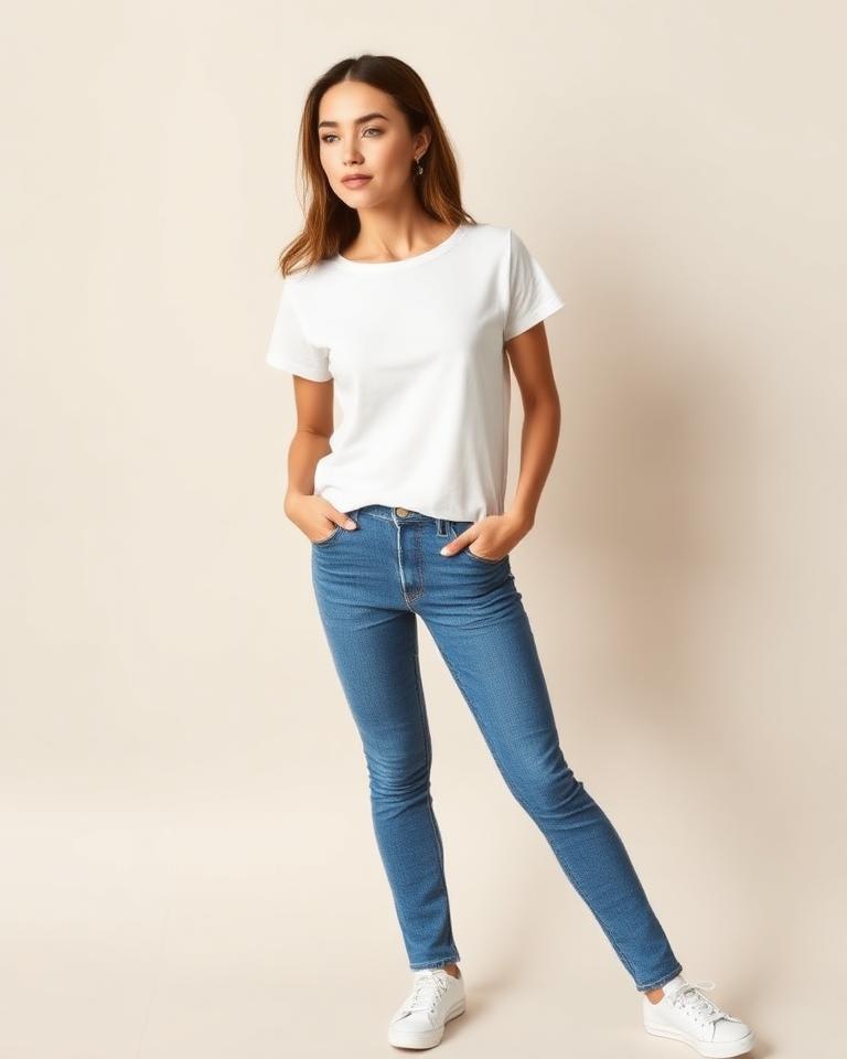 Jeans with simple tee