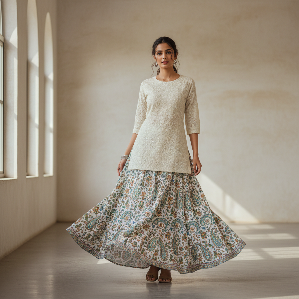 Kurti with maxi skirt