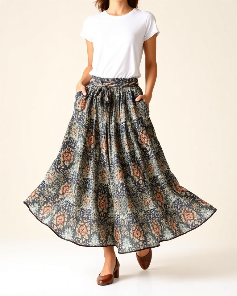 Maxi skirt with t-shirt