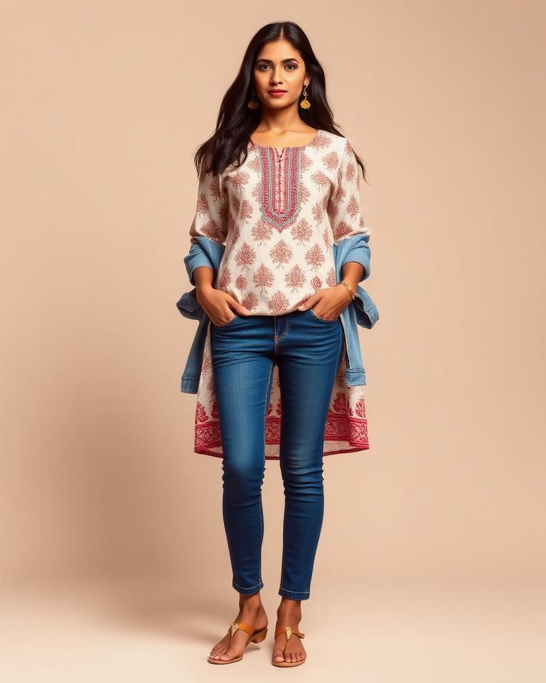 Kurti with denim jacket