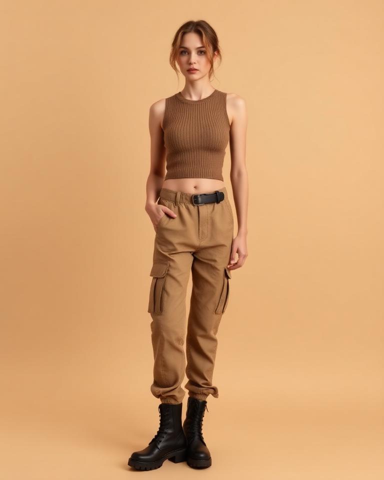 Crop top with cargo pants