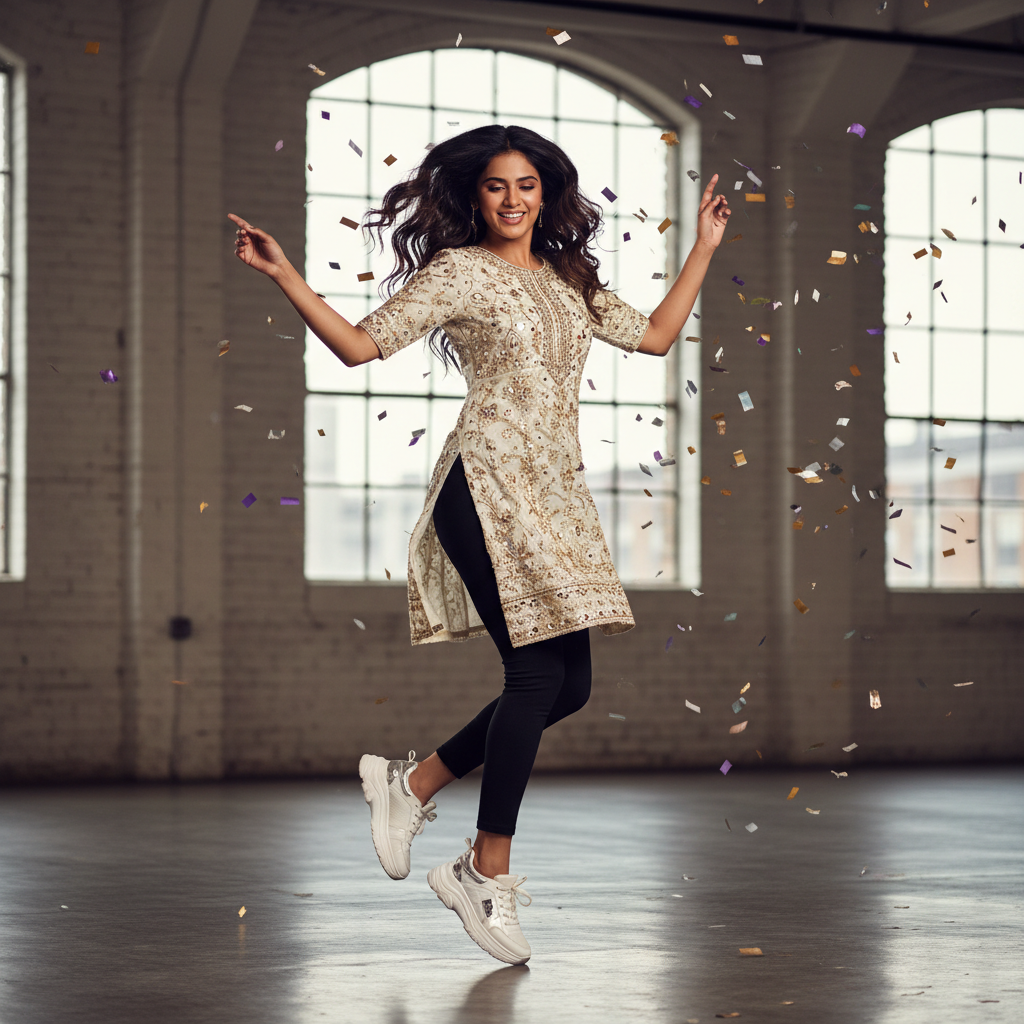 Embroidered kurti with leggings