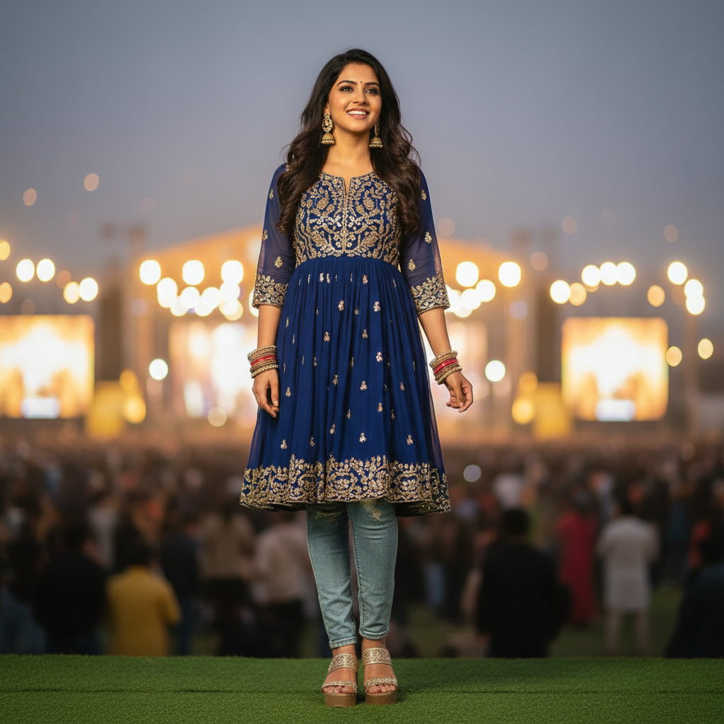 Anarkali kurti with jeans