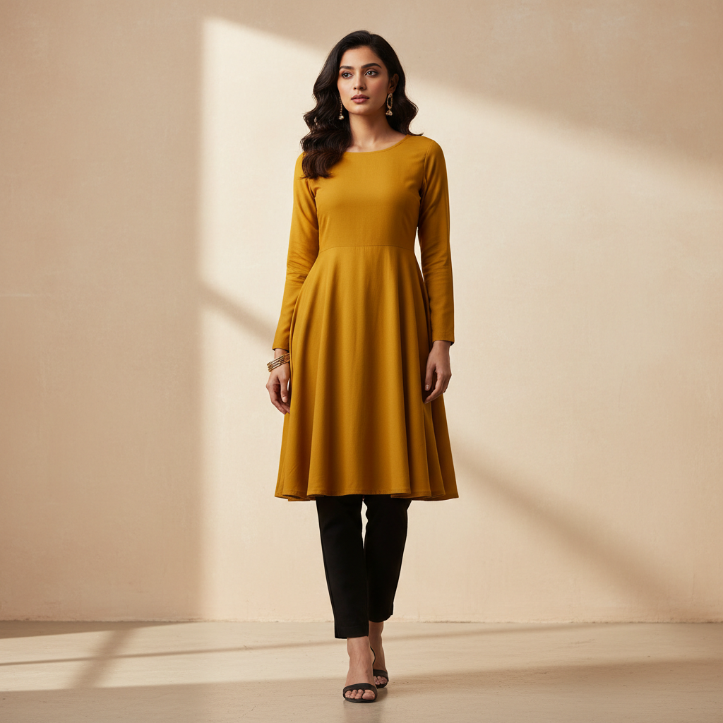 Anarkali kurti with cigarette pants