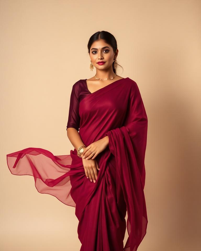 Saree with bold lip