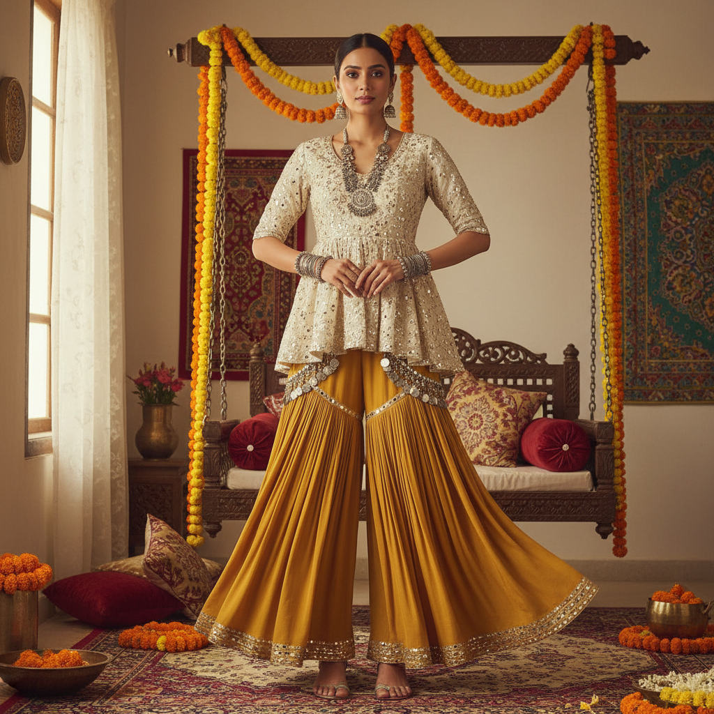 Peplum top with sharara