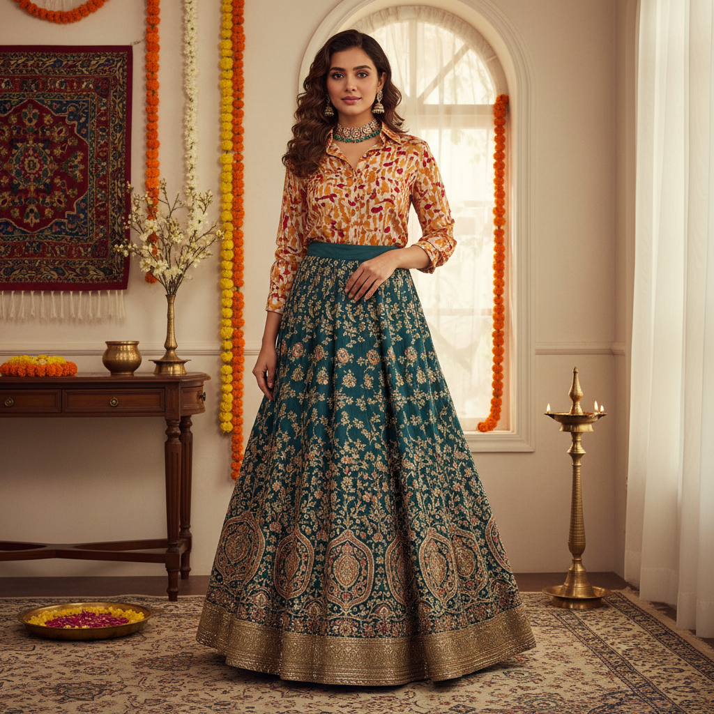 Lehenga skirt with shirt