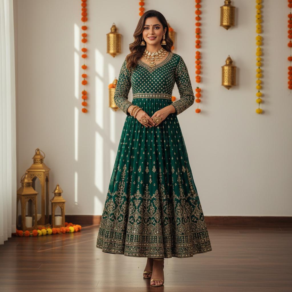 Embellished jewel-tone midi