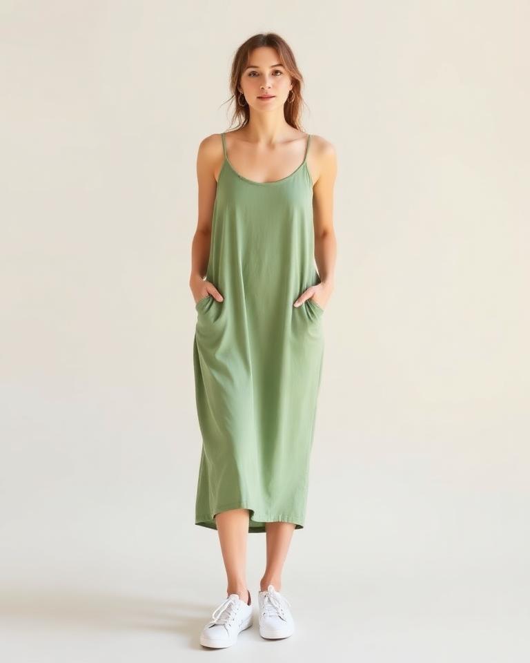 Slip dress with sneakers