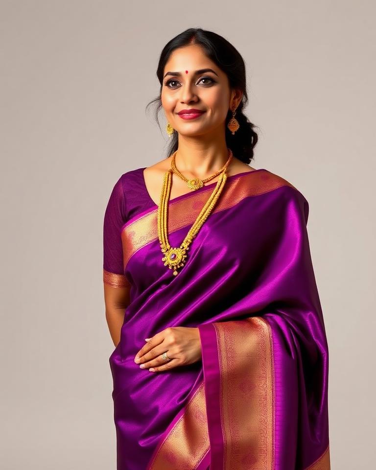 Silk saree, gold jewellery