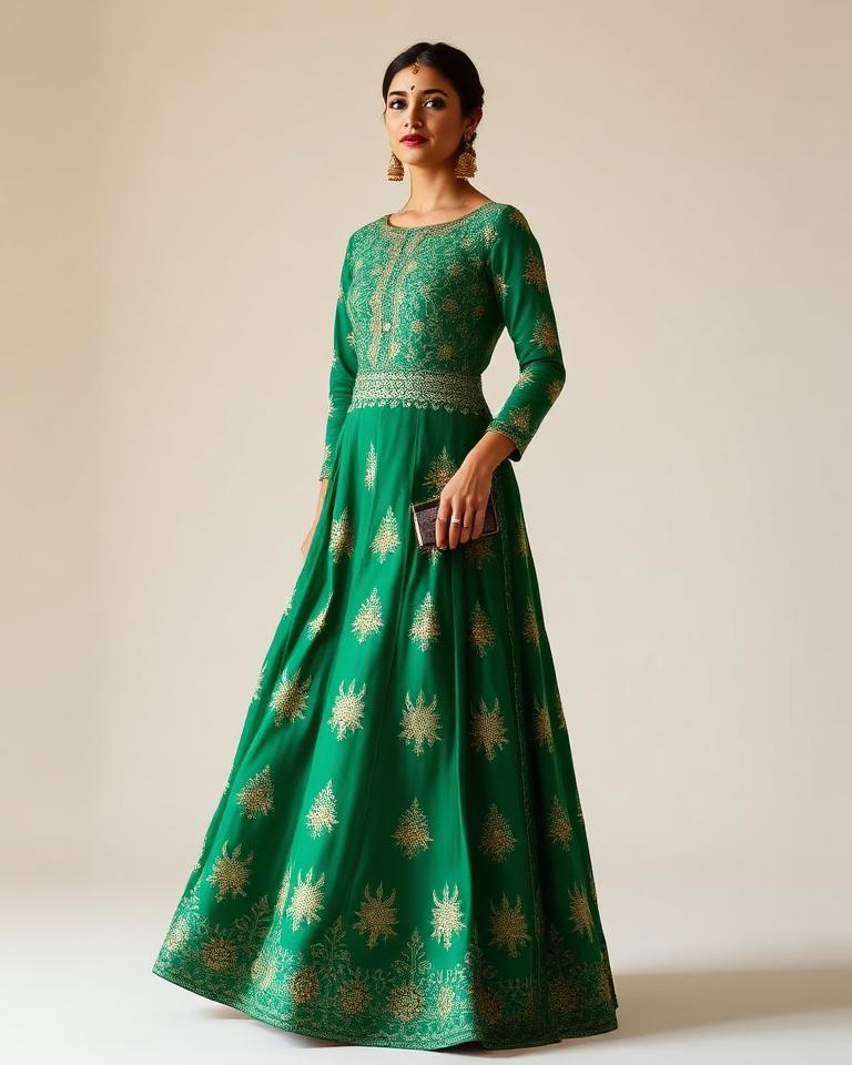 Anarkali with statement jhumkas