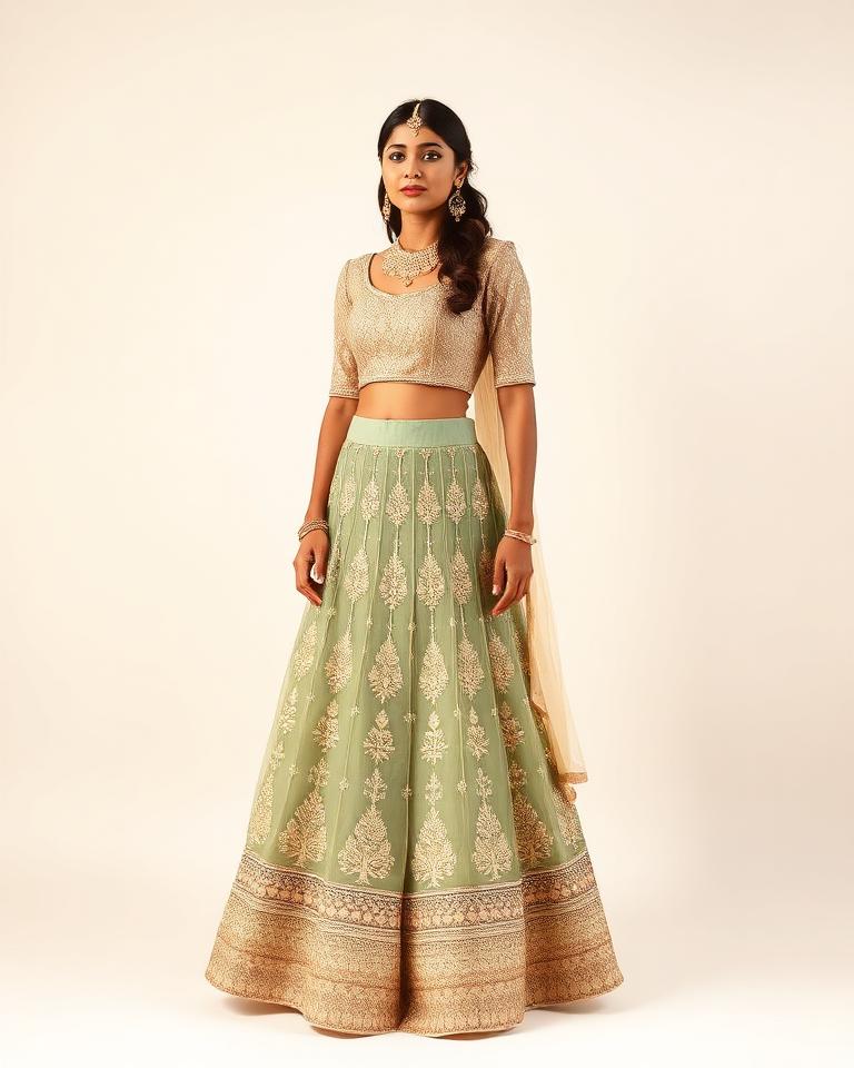 Lehenga skirt with crop blouse